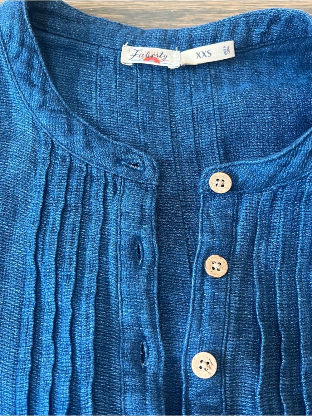 Faherty Gemina Dress 100% Linen Indigo Blue XXS Coastal Classic Preppy Airy - Picture 3 of 8